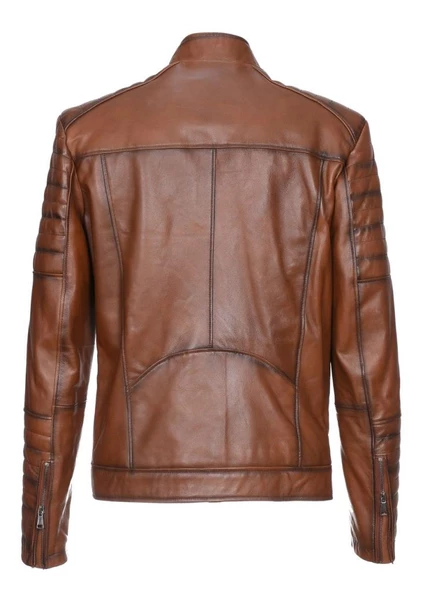 Spor Model Taba Renk Deri Mont - 2