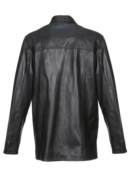 Siyah Renk Erkek Deri Kaban Ceket Üstü - 10