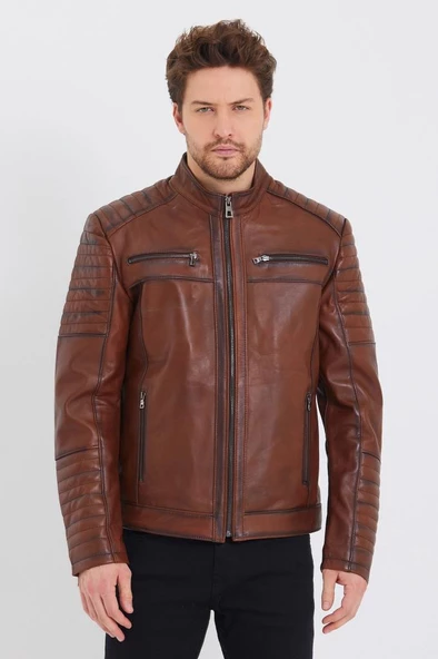 Spor Model Taba Renk Deri Mont - 10