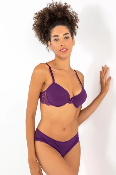 Miorre Push-Up Dolgulu Dantel Detaylı Sütyen Takım - 3