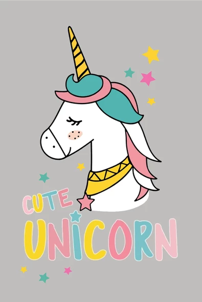 Frenda Home Unicorn Desenli Kaymaz Deri Taban Kız Çocuk Halısı  GRİ 160X230 - 2