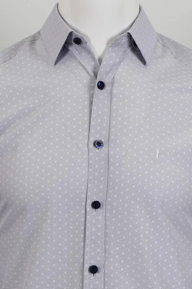 Uzun Kol Slim Fit Desenli Gömlek - 3