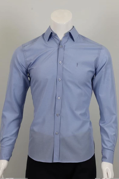 Uzun Kol Slim Fit Kare Desenli Gömlek - 2
