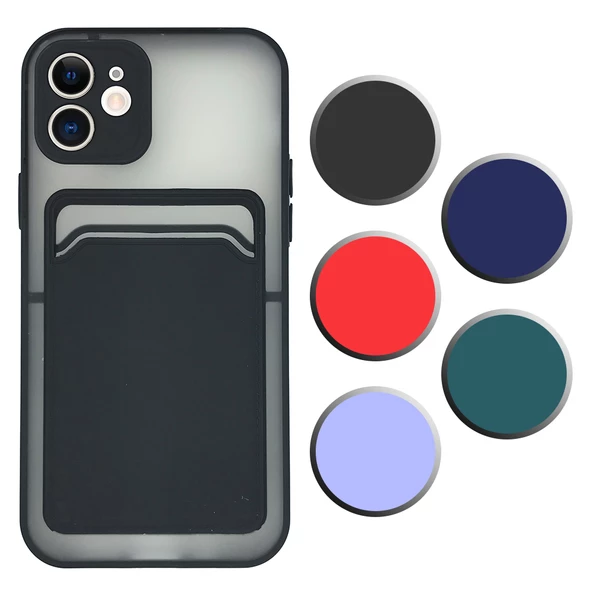FitCase iPhone 12 Kılıf Cardy Kartlık Cepli Mat Kapak
