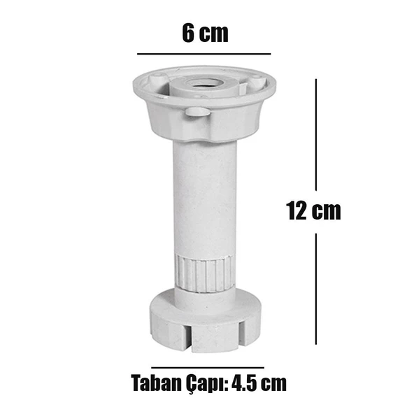Ayarlanabilir Dolap Mobilya Tezgah Yükseltme Yükseltici Ayağı 12 Cm Gri Ayakları - 2
