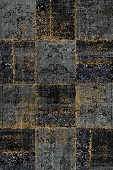 Frenda Home Patchwork Desen Kaymaz Deri Taban Dekoratif Baskılı Halı  SARI 80X300
