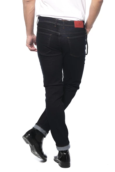 Erkek Slim Fit Boru Paça Rahat Likralı Zincirli Kot Pantolon - 3