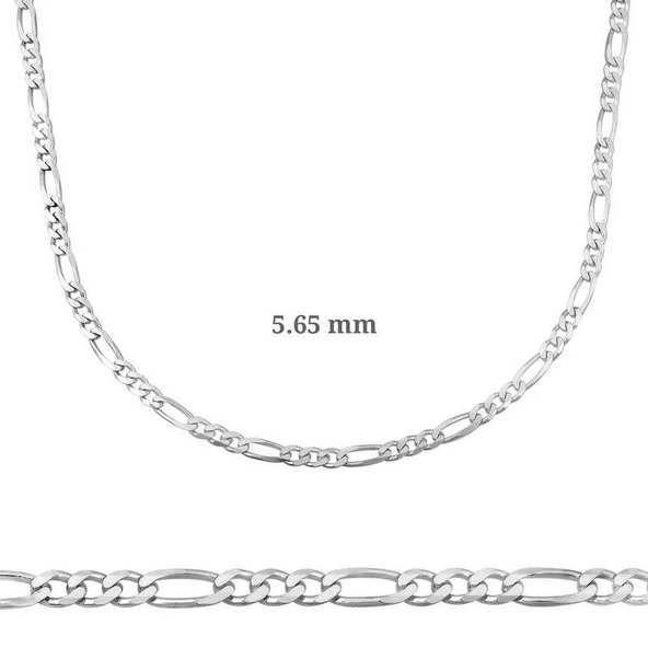 5.65 mm Gümüş Figaro Zincir - 160 mikron - 3