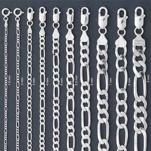 1.8 mm Gümüş Figaro Zincir - 0.50 mikron - Resim 2