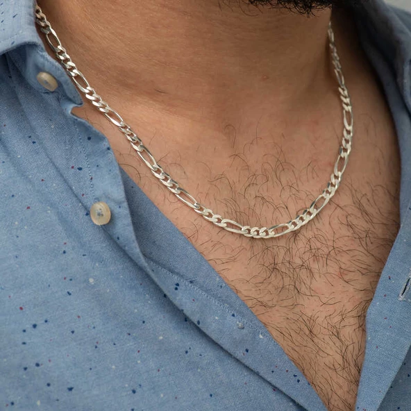 5.65 mm Gümüş Figaro Zincir - 160 mikron - 7