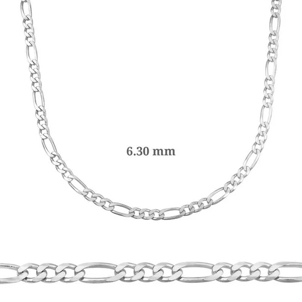 6.30 mm Gümüş Figaro Zincir - 180 mikron - 4