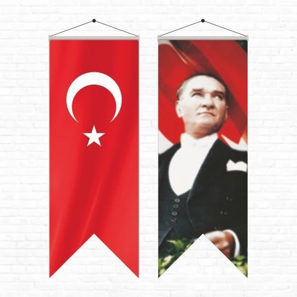 Atatürk Posteri ve Türk Bayrağı Kırlangıç 50x150 cm -2 - 2