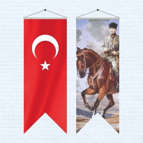 Atatürk Posteri ve Türk Bayrağı Kırlangıç 70x200 cm -4 - 2