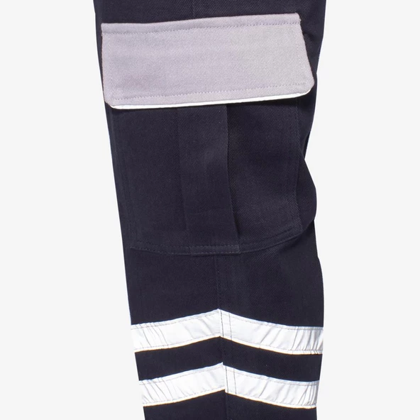 Kışlık Gabardin %100 Pamuk Reflektörlü Kargo Cepli Kışlık İş Pantolonu - 6