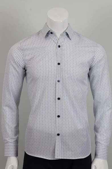 Uzun Kol Slim Fit Kareli Gömlek - 2