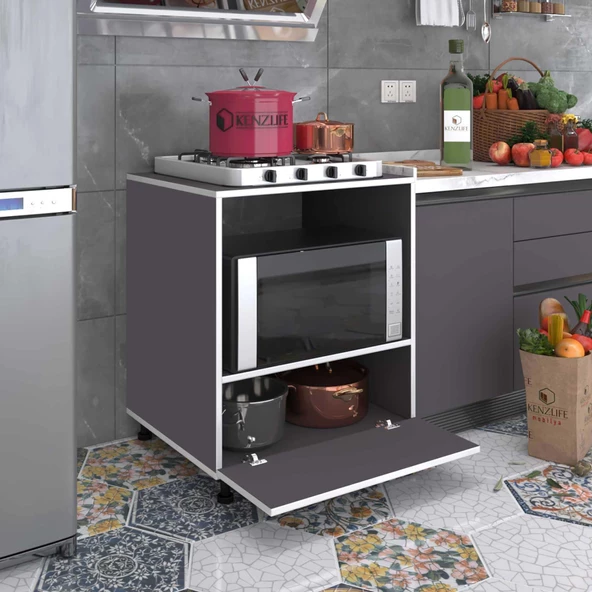 Kenzlife ocak dolabı bennu gri 85*70*60 XLARGE kapaklı hazır mutfak klasik setüstü ocak için sabit tabla