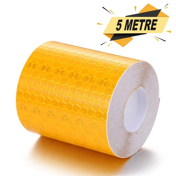 Reflektörlü Reflektif Fosforlu Şerit Bant Petekli Reflekte İkaz Bandı 5 METRE - 4