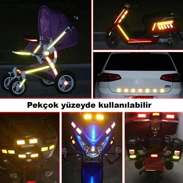 Reflektörlü Reflektif Fosforlu Şerit Bant Petekli Reflekte İkaz Bandı 5 METRE - 11