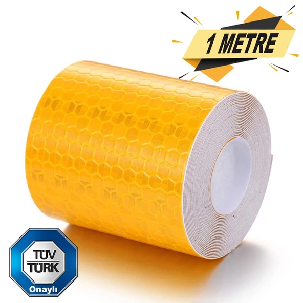 Tüvtürk Onaylı Reflektörlü Reflektif Fosforlu Bant İkaz Bandı 1 METRE - 4