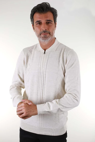 SAN&FA TRİKO YAKA FERMUARLI ERKEK KAZAK - Resim 2