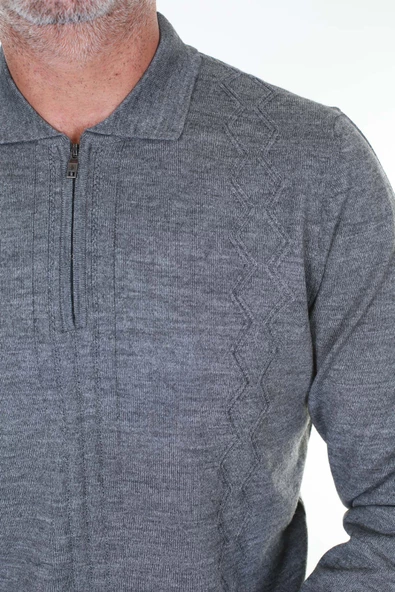 SAN&FA TRİKO YAKA FERMUARLI ERKEK KAZAK - Resim 4