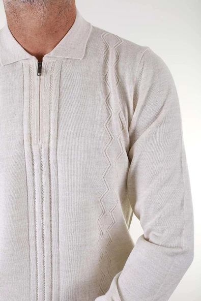 SAN&FA TRİKO YAKA FERMUARLI ERKEK KAZAK - Resim 3