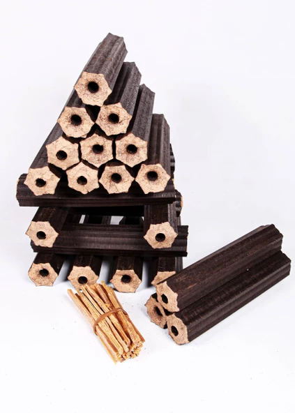 Narım Özel Pres Briket Şömine Odunu 15 Kg Çıra Hediyeli - 4