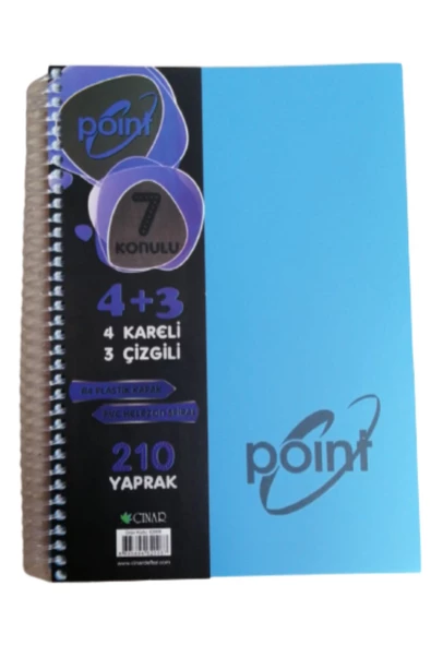 4+3 Defter Plastik Kapak Spralli A4 4 kare 2 çizgili 210 Yaprak 1 Adet - 4