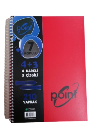 4+3 Defter Plastik Kapak Spralli A4 4 kare 2 çizgili 210 Yaprak 1 Adet - 3