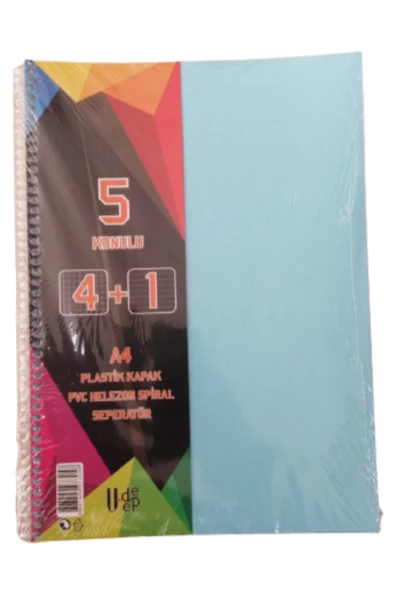 4+1 defter Plastik Kapak Spralli A4 4 kare 1 çizgili 125 Yaprak - 3