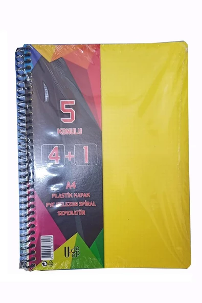 4+1 defter Plastik Kapak Spralli A4 4 kare 1 çizgili 125 Yaprak - 8