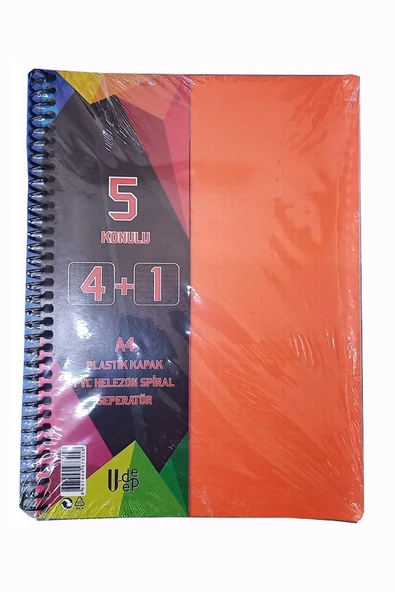 4+1 defter Plastik Kapak Spralli A4 4 kare 1 çizgili 125 Yaprak - 7