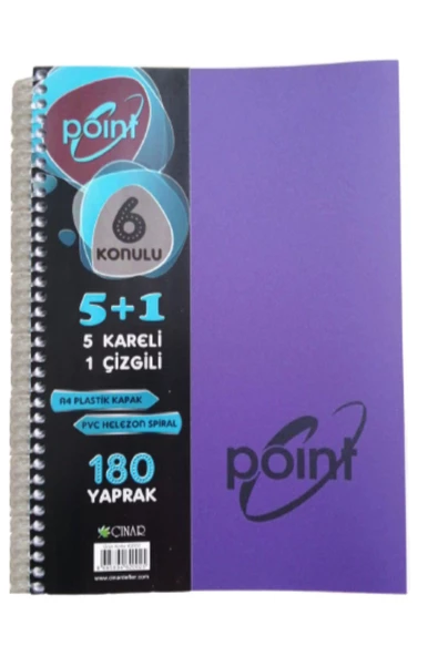 5+1 Defter Plastik Kapak Spralli A4 5 kare 1 çizgili 180 Yaprak 1 Adet