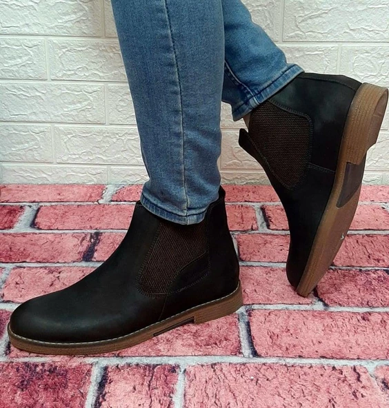 Voyager 3502 Kahve Renk Hakiki Deri Bilekte Bağcaksız Erkek Bot - 4