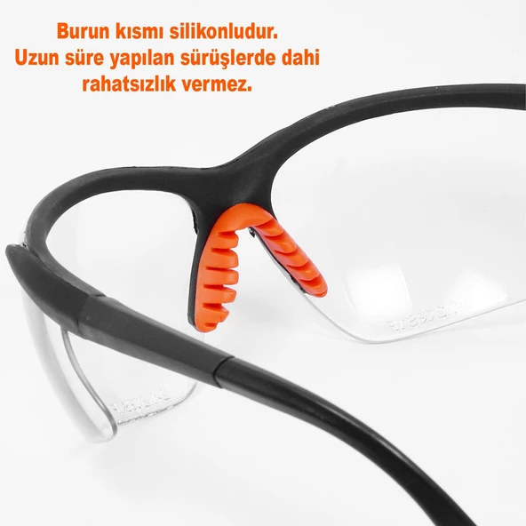 Bisiklet Güneş Gözlüğü Silikon Burunlu Bisikletçi Gözlük Şeffaf - 3