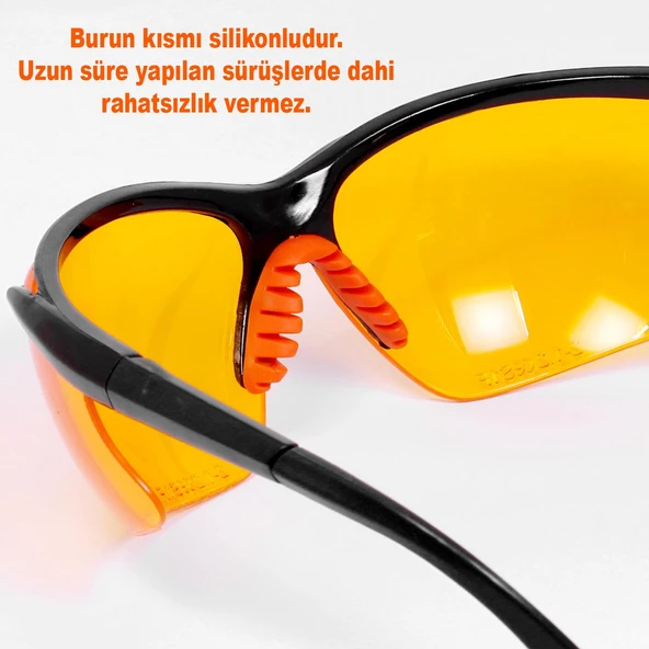 Bisiklet Güneş Gözlüğü Silikon Burunlu Bisikletçi Gözlük Sarı - 3