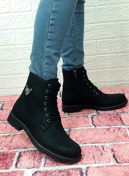 Voyager 3517 Siyah Hakiki Deri Bağacaklı Fermuarlı Erkek Bot - Resim 5