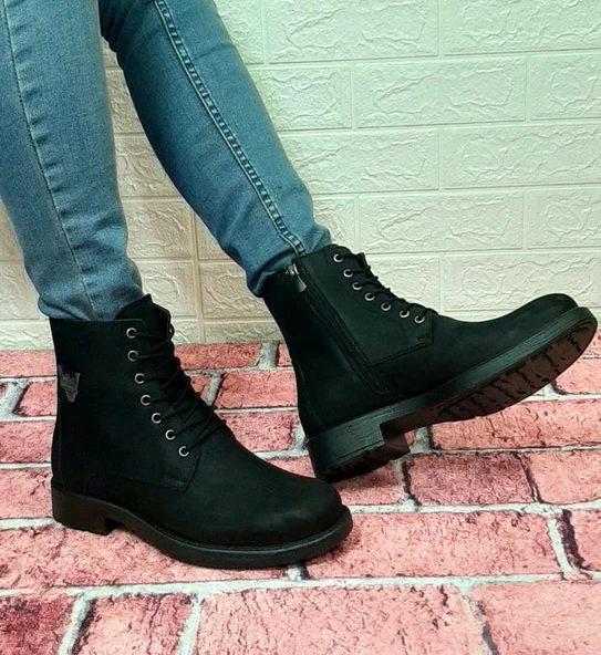 Voyager 3517 Siyah Hakiki Deri Bağacaklı Fermuarlı Erkek Bot - Resim 4