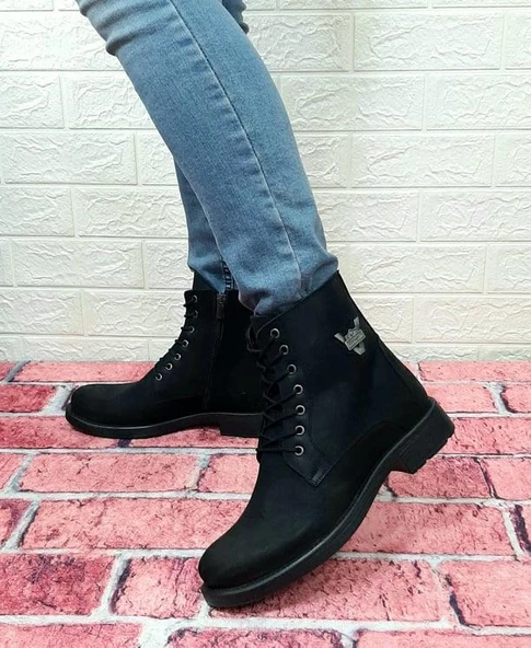 Voyager 3517 Siyah Hakiki Deri Bağacaklı Fermuarlı Erkek Bot - Resim 3