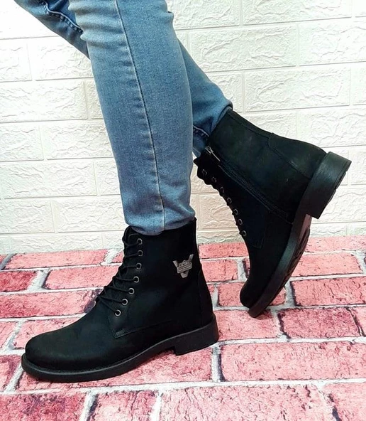 Voyager 3517 Siyah Hakiki Deri Bağacaklı Fermuarlı Erkek Bot - Resim 2