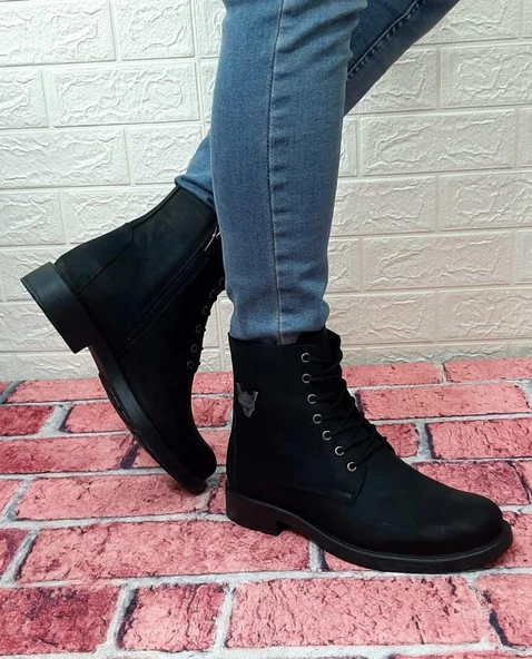 Voyager 3517 Siyah Hakiki Deri Bağacaklı Fermuarlı Erkek Bot - Resim 6