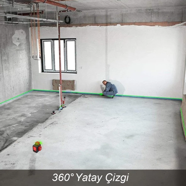 Kobb Kbl34g 40 Metre Profesyonel Li-İon Şarjlı 3X360⁰ Otomatik Hizalamalı Yeşil Çapraz Çizgi Lazer Distomat - 8