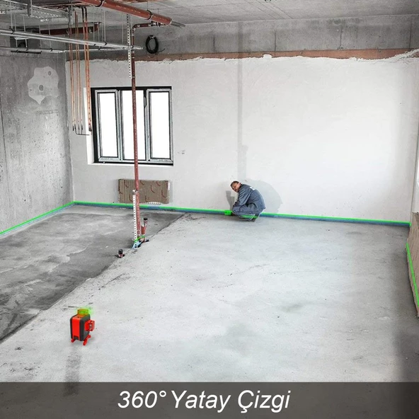 KOBB KBL35G Profesyonel Li-ion Şarjlı 4X360⁰ Otomatik Hizalamalı Yeşil Çapraz Çizgi Lazer Distomat+Uzaktan Kumanda - 10