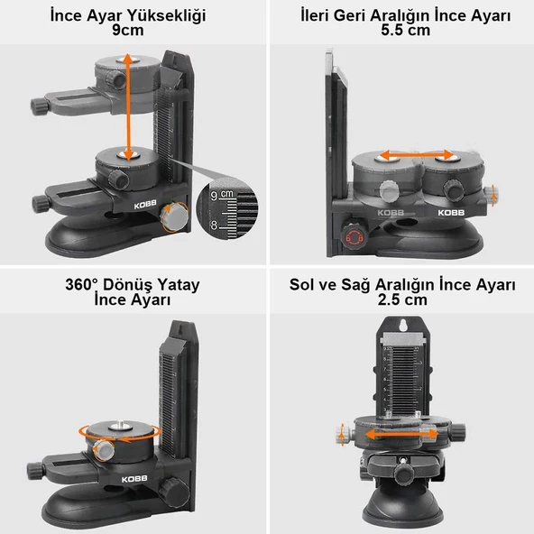 KOBB KBL10SET Mıknatıslı Hassas Ayarlanabilir Lazer Hizalama Aparatı+Mıknatıslı Lazer Hizalama Aparatı - 9