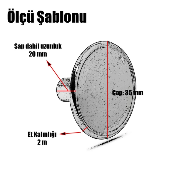 Art Düğme Kulp Daire Çekmece Mutfak Dolap Kapak Kulpu Kulbu Metal Tek Vidalı Kulp - 3