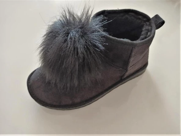 Kadın Mini Siyah Süet Detay İçi Kürklü Bot - 3