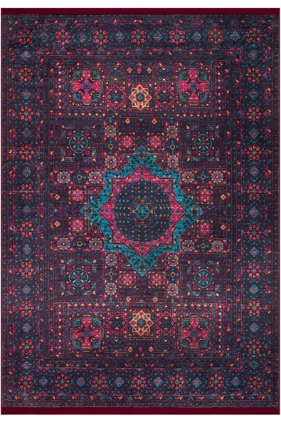 Frenda Home Fas Kapısı Desenli Yıkanabilir Pamuk Taban Halı  KAHVE 80X200