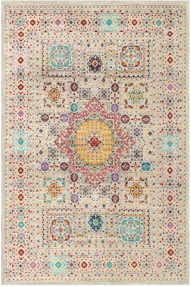 Frenda Home Fas Kapısı Desenli Yıkanabilir Pamuk Taban Halı  KREM 160X230