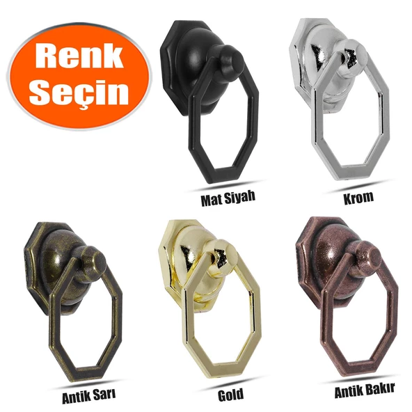 Nobel Sarkaç Dolap Çekmece Kulpu Kulbu Sekizgen Metal Halka Kulp