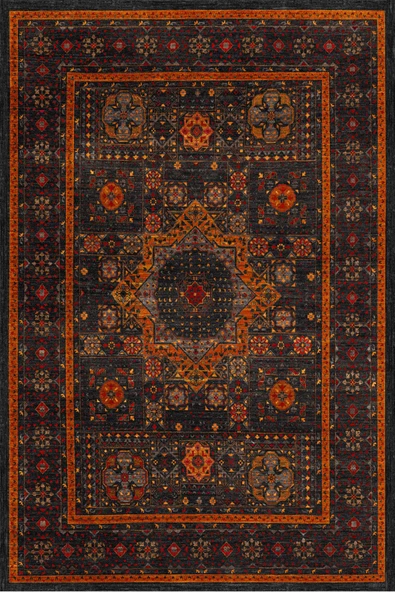 Frenda Home Fas Kapısı Desenli Yıkanabilir Pamuk Taban Halı  TURUNCU 180X280